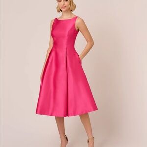 Adrianna Papell Pink A-line Midi Dress for Weddings
